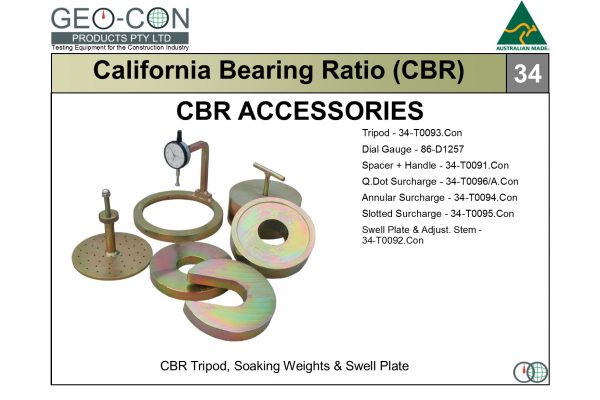 34 - CBR tripod, soaking wts, swell plate etc